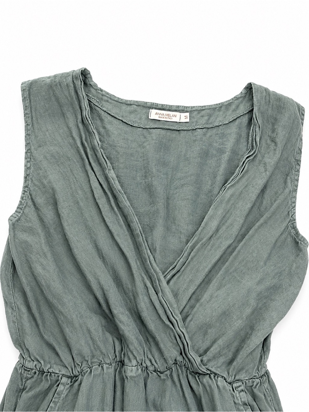 Sleeveless Wrap Wide-Leg Jumpsuit in Sage Green - Picture 3 of 4